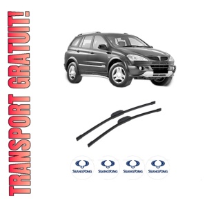 Set stergatoare auto SSANGYONG Actyon I din 2005-2013, pentru parbriz auto, 2 bucati, Bosch Aerotwin Retrofit, din cauciuc siliconat rezistent, 4 Stickere Auto SSANGYONG
