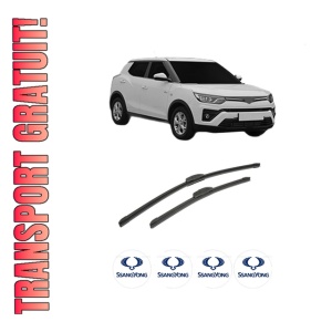 Set stergatoare auto SSANGYONG Tivoli GRAND din 2021, pentru parbriz auto, 2 bucati, Bosch Aerotwin Retrofit, din cauciuc siliconat rezistent, 4 Stickere Auto SSANGYONG