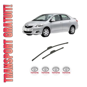 Set stergatoare auto TOYOTA YARIS / VIOS Saloon (_P9_) din 2005-2013, pentru parbriz auto, 2 bucati, Bosch Aerotwin Retrofit, din cauciuc siliconat rezistent, 4 Stickere Auto TOYOTA