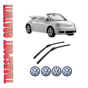 Set stergatoare auto Volkswagen BEETLE Convertible (5C7, 5C8) din 2011-2019, pentru parbriz auto, 2 bucati, Bosch Aerotwin, din cauciuc siliconat rezistent, 4 Stickere Auto Volkswagen