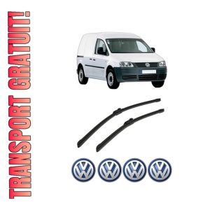 Set stergatoare auto Volkswagen CADDY III MPV (2KB, 2KJ, 2CB, 2CJ) din 2004-2015, pentru parbriz auto, 2 bucati, Bosch Aerotwin, din cauciuc siliconat rezistent, 4 Stickere Auto Volkswagen