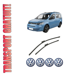 Set stergatoare auto Volkswagen CADDY IV Box Body/MPV (SAA, SAH) din 2015-2020, pentru parbriz auto, 2 bucati, Bosch Aerotwin, din cauciuc siliconat rezistent, 4 Stickere Auto Volkswagen