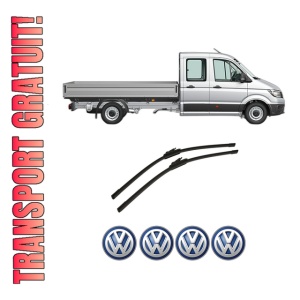 Set stergatoare auto Volkswagen CRAFTER 30-50 Platform/Chassis (2F_) din 2006-2016, pentru parbriz auto, 2 bucati, Bosch Aerotwin, din cauciuc siliconat rezistent, 4 Stickere Auto Volkswagen