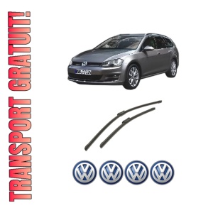 Set stergatoare auto Volkswagen GOLF VAN VII Variant (BA5) din 2013-2017, pentru parbriz auto, 2 bucati, Bosch Aerotwin, din cauciuc siliconat rezistent, 4 Stickere Auto Volkswagen