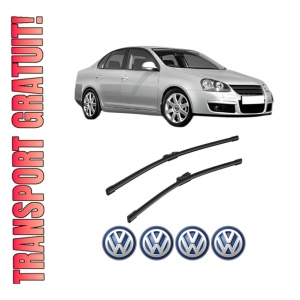 Set stergatoare auto Volkswagen JETTA III (1K2) din 2004-2010, pentru parbriz auto, 2 bucati, Bosch Aerotwin, din cauciuc siliconat rezistent, 4 Stickere Auto Volkswagen