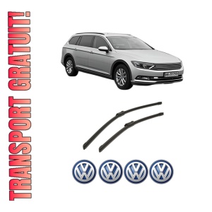 Set stergatoare auto Volkswagen PASSAT ALLTRACK B8 Variant (3G5, CB5) din 2015-2024, pentru parbriz auto, 2 bucati, Bosch Aerotwin, din cauciuc siliconat rezistent, 4 Stickere Auto Volkswagen