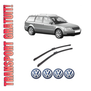 Set stergatoare auto Volkswagen PASSAT B5.5 Variant (3B6) din 2000-2005, pentru parbriz auto, 2 bucati, Bosch Aerotwin, din cauciuc siliconat rezistent, 4 Stickere Auto Volkswagen