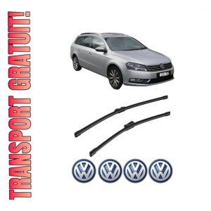 Set stergatoare auto Volkswagen PASSAT B7 Estate Van (365) din 2010-2014, pentru parbriz auto, 2 bucati, Bosch Aerotwin, din cauciuc siliconat rezistent, 4 Stickere Auto Volkswagen