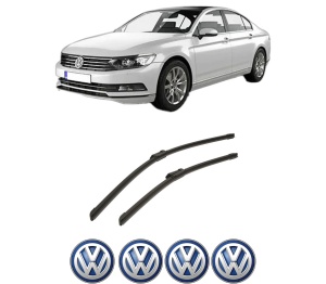 Set stergatoare auto Volkswagen PASSAT B8 (3G2, CB2) din 2014-2024, pentru parbriz auto, 2 bucati, Bosch Aerotwin, din cauciuc siliconat rezistent, 4 Stickere Auto Volkswagen - Img 2