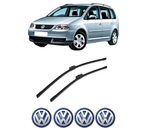 Set stergatoare auto Volkswagen TOURAN (1T1, 1T2) din 2003-2010, pentru parbriz auto, 2 bucati, Bosch Aerotwin, din cauciuc siliconat rezistent, 4 Stickere Auto Volkswagen - Img 2