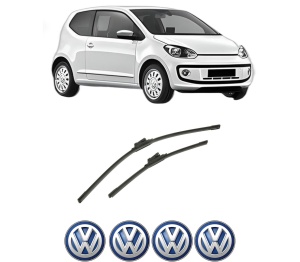 Set stergatoare auto Volkswagen UP! (121, 122, BL1, BL2, BL3, 123) din 2011-2023, pentru parbriz auto, 2 bucati, Bosch Aerotwin, din cauciuc siliconat rezistent, 4 Stickere Auto Volkswagen - Img 2