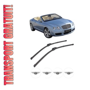 Set stergatoare BENTLEY CONTINENTAL Convertible (3W_, 394) din 2006-2018, pentru parbriz auto, 2 bucati, Valeo Silencio, din cauciuc siliconat rezistent, 4 Stickere Auto BENTLEY
