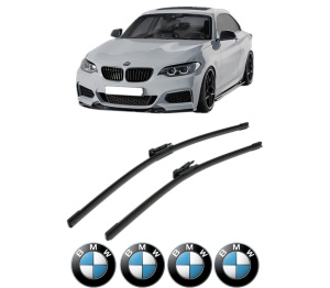 Set stergatoare BMW Seria 2 Coupe (F22, F87) din 2012-2021, pentru parbriz auto, 2 bucati, Bosch Aerotwin, din cauciuc siliconat rezistent, 4 Stickere Auto BMW Seria v52737
