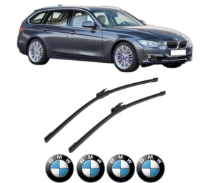 Set stergatoare BMW Seria 3 Touring (F31) din 2012-2019, pentru parbriz auto, 2 bucati, Bosch Aerotwin, din cauciuc siliconat rezistent, 4 Stickere Auto BMW Seria v43672