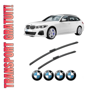 Set stergatoare BMW Seria 3 Touring Van (G21) din 2019-2022, pentru parbriz auto, 2 bucati, Bosch Aerotwin, din cauciuc siliconat rezistent, 4 Stickere Auto BMW Seria