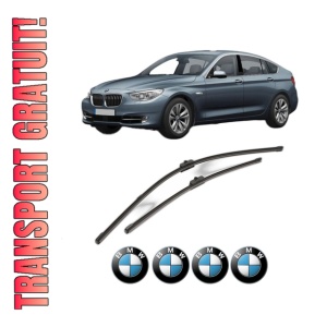 Set stergatoare BMW Seria 5 Gran Turismo (F07) din 2009-2017, pentru parbriz auto, 2 bucati, Valeo Silencio, din cauciuc siliconat rezistent, 4 Stickere Auto BMW Seria