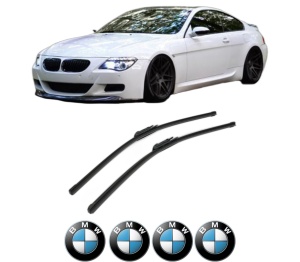 Set stergatoare BMW Seria 6 Convertible (E64) din 2004-2010, pentru parbriz auto, 2 bucati, Bosch Aerotwin, din cauciuc siliconat rezistent, 4 Stickere Auto BMW Seria v43247