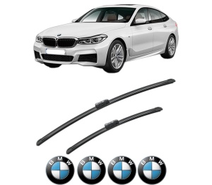 Set stergatoare BMW Seria 6 Gran Turismo (G32) din 2017-2020, pentru parbriz auto, 2 bucati, Bosch Aerotwin, din cauciuc siliconat rezistent, 4 Stickere Auto BMW Seria v49467