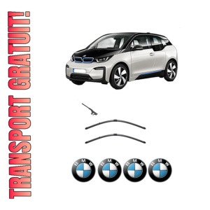 Set stergatoare BMW Seria i3 (I01) din 2013-2017, pentru parbriz auto, 2 bucati, Valeo Silencio, din cauciuc siliconat rezistent, 4 Stickere Auto BMW Seria