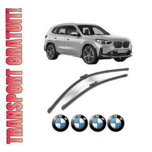 Set stergatoare BMW Seria X3 G45 (G45) din 2024, pentru parbriz auto, 2 bucati, Valeo Silencio Xtrm, din cauciuc siliconat rezistent, 4 Stickere Auto BMW Seria