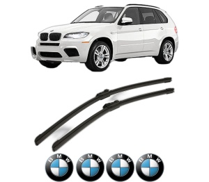 Set stergatoare BMW Seria X5 (E70) din 2006-2013, pentru parbriz auto, 2 bucati, Bosch Aerotwin, din cauciuc siliconat rezistent, 4 Stickere Auto BMW Seria v55317