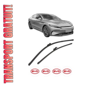 Set stergatoare BYD HAN din 2022, pentru parbriz auto, 2 bucati, Valeo Silencio Xtrm, din cauciuc siliconat rezistent, 4 Stickere Auto BYD