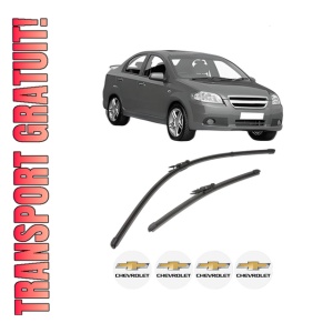 Set stergatoare CHEVROLET AVEO / KALOS Hatchback (T250, T255) din 2006-2012, pentru parbriz auto, 2 bucati, Valeo Silencio Xtrm, din cauciuc siliconat rezistent, 4 Stickere Auto CHEVROLET