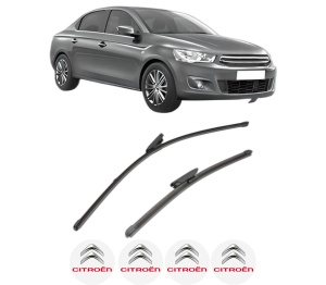 Set stergatoare CITROEN C-ELYSEE (DD_) din 2012-2018, pentru parbriz auto, 2 bucati, Valeo Silencio Xtrm, din cauciuc siliconat rezistent, 4 Stickere Auto CITROEN v39762