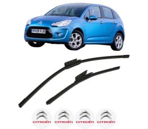 Set stergatoare CITROEN C3 II Hatchback Van (SC_) din 2010-2016, pentru parbriz auto, 2 bucati, Bosch Aerotwin, din cauciuc siliconat rezistent, 4 Stickere Auto CITROEN v54837