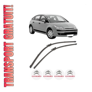 Set stergatoare CITROEN C4 I (LC_) din 2004-2011, pentru parbriz auto, 2 bucati, Valeo Silencio Xtrm, din cauciuc siliconat rezistent, 4 Stickere Auto CITROEN