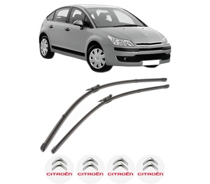 Set stergatoare CITROEN C4 I (LC_) din 2004-2011, pentru parbriz auto, 2 bucati, Valeo Silencio Xtrm, din cauciuc siliconat rezistent, 4 Stickere Auto CITROEN v40362