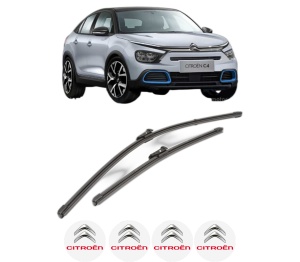 Set stergatoare CITROEN C4 III (BA_, BB_, BC_) din 2020-2024, pentru parbriz auto, 2 bucati, Valeo Silencio Xtrm, din cauciuc siliconat rezistent, 4 Stickere Auto CITROEN v38262