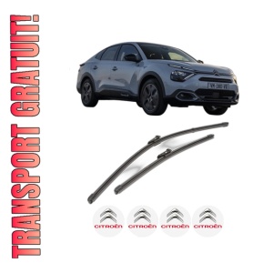 Set stergatoare CITROEN C4 X (BD_, BE_, BF_) din 2022-2024, pentru parbriz auto, 2 bucati, Valeo Silencio Xtrm, din cauciuc siliconat rezistent, 4 Stickere Auto CITROEN