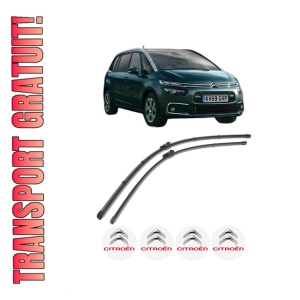 Set stergatoare CITROEN GRAND C4 SPACETOURER Van (3A_, 3E_) din 2019, pentru parbriz auto, 2 bucati, Valeo Silencio Xtrm, din cauciuc siliconat rezistent, 4 Stickere Auto CITROEN