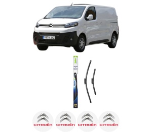 Set stergatoare CITROEN JUMPY III Bus (V_) din 2016-2023, pentru parbriz auto, 2 bucati, Valeo Silencio Xtrm, din cauciuc siliconat rezistent, 4 Stickere Auto CITROEN v37962