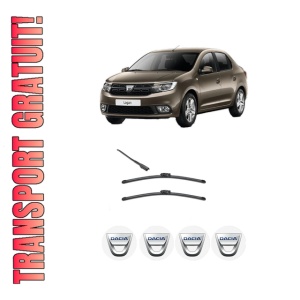 Set stergatoare DACIA LOGAN III (3K_) din 2021, pentru parbriz auto, 2 bucati, Valeo Silencio, din cauciuc siliconat rezistent, 4 Stickere Auto DACIA