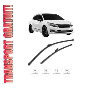 Set stergatoare DS DS 4 II (FR_, FB_, F3_) din 2021-2024, pentru parbriz auto, 2 bucati, Valeo Silencio Xtrm, din cauciuc siliconat rezistent, 4 Stickere Auto DS