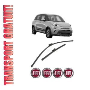 Set stergatoare FIAT 500L (351_, 352_) din 2012-2018, pentru parbriz auto, 2 bucati, Valeo Silencio Xtrm, din cauciuc siliconat rezistent, 4 Stickere Auto FIAT