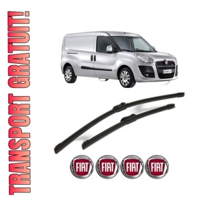 Set stergatoare FIAT DOBLO Bus (263_) din 2010-2023, pentru parbriz auto, 2 bucati, Bosch Aerotwin, din cauciuc siliconat rezistent, 4 Stickere Auto FIAT