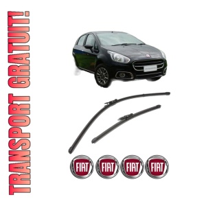 Set stergatoare FIAT PUNTO EVO (199_) din 2008-2014, pentru parbriz auto, 2 bucati, Valeo Silencio Xtrm, din cauciuc siliconat rezistent, 4 Stickere Auto FIAT