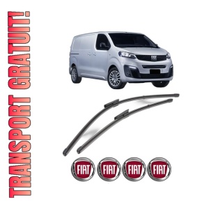 Set stergatoare FIAT SCUDO Van din 2022-2025, pentru parbriz auto, 2 bucati, Valeo Silencio Xtrm, din cauciuc siliconat rezistent, 4 Stickere Auto FIAT