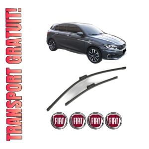Set stergatoare FIAT TIPO Hatchback (356_, 357_) din 2016-2022, pentru parbriz auto, 2 bucati, Bosch Aerotwin, din cauciuc siliconat rezistent, 4 Stickere Auto FIAT