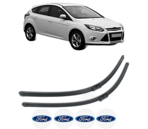Set stergatoare FORD FOCUS III Hatchback Van din 2011-2020, pentru parbriz auto, 2 bucati, Bosch Aerotwin, din cauciuc siliconat rezistent, 4 Stickere Auto FORD v52857