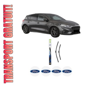 Set stergatoare FORD FOCUS IV (HN) din 2018-2022, pentru parbriz auto, 2 bucati, Valeo Silencio, din cauciuc siliconat rezistent, 4 Stickere Auto FORD