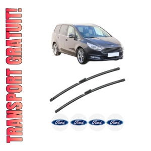 Set stergatoare FORD GALAXY MK III VAN (CK) din 2019, pentru parbriz auto, 2 bucati, Bosch Aerotwin Jet Blade, din cauciuc siliconat rezistent, 4 Stickere Auto FORD - Img 1