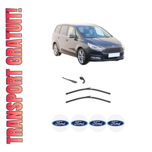 Set stergatoare FORD GALAXY MK III VAN (CK) din 2019, pentru parbriz auto, 2 bucati, Valeo Silencio AquaBlade, din cauciuc siliconat rezistent, 4 Stickere Auto FORD