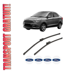 Set stergatoare FORD KA+ III Saloon (TK, FK) din 2016, pentru parbriz auto, 2 bucati, Valeo Silencio Xtrm, din cauciuc siliconat rezistent, 4 Stickere Auto FORD