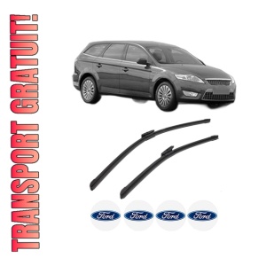 Set stergatoare FORD MONDEO IV Turnier (BA7) din 2007-2015, pentru parbriz auto, 2 bucati, Bosch Aerotwin Multi, din cauciuc siliconat rezistent, 4 Stickere Auto FORD