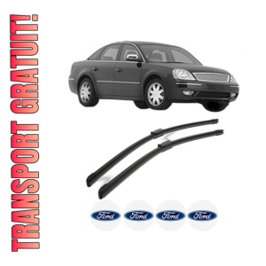 Set stergatoare FORD USA FIVE HUNDRED din 2004, pentru parbriz auto, 2 bucati, Bosch Aerotwin, din cauciuc siliconat rezistent, 4 Stickere Auto FORD USA - Img 1