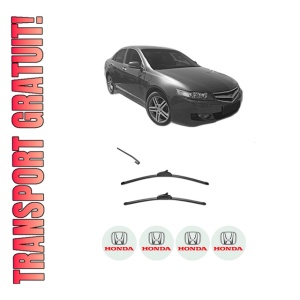 Set stergatoare HONDA ACCORD VII (CM) din 2002-2008, pentru parbriz auto, 2 bucati, Valeo Silencio, din cauciuc siliconat rezistent, 4 Stickere Auto HONDA